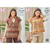 King Cole Pattern 6497 Ladies Round and V Neck Tanks in Cottagespun DK