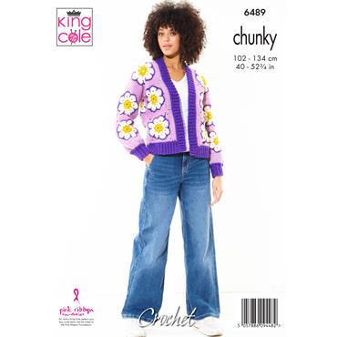 King Cole Pattern 6489 Flower Cardigan and Jumper in Chunky