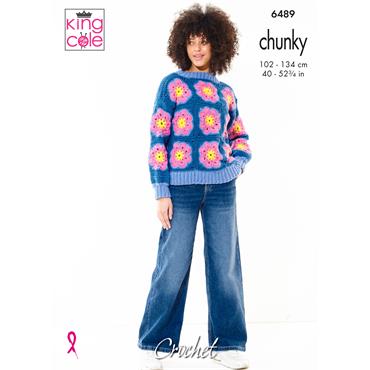 King Cole Pattern 6489 Flower Cardigan and Jumper in Chunky