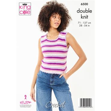 King Cole Pattern 6500 Sleeves and Short Sleeve Tops in Dk