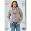 King Cole Pattern 6502 Scardigan and Sweater with Cowl in Fashion Aran