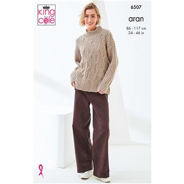 King Cole Pattern 6507 Sweater and Waistcoat in Aran