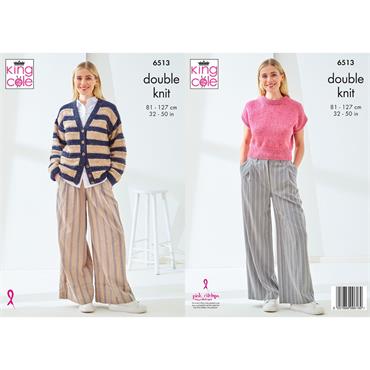 King Cole Pattern 6513 Cardigan & Top in DK