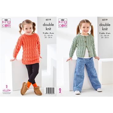 King Cole Pattern 6519 Cardigan and Sweater in DK