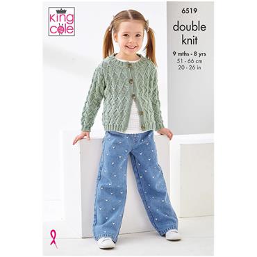 King Cole Pattern 6519 Cardigan and Sweater in DK