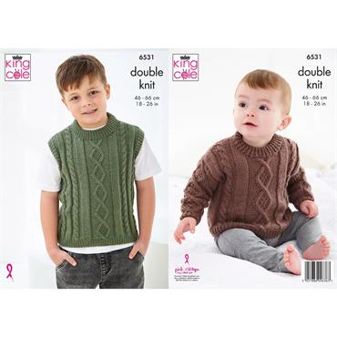 King Cole Pattern 6531 Sweater and Slipover in Comfort Baby dk