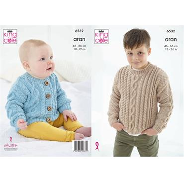 Pattern #6532 Sweater and Cardigan in Comfort Aran