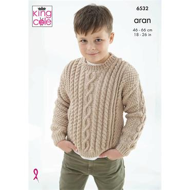 Pattern #6532 Sweater and Cardigan in Comfort Aran