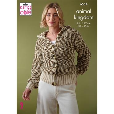 King Cole Pattern 6554 Tank Top and Cardigan Knitted in Animal Kingdom