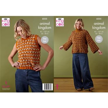 King Cole Pattern 6555 Tank Top and Sweater Knitted in Animal Kingdom
