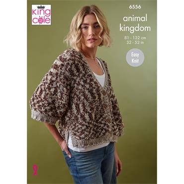 King Cole Pattern 6556 Sweater and Cardigan Knitted in Animal Kingdom