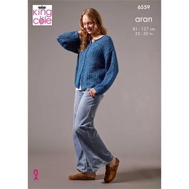 King Cole Pattern 6559 Cardigan and Sweater in Aran