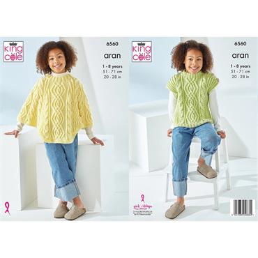 King Cole Pattern 6560 Poncho and Tabard in Aran