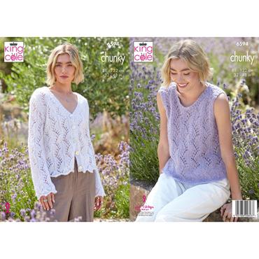King Cole Pattern 6594 Cardigan & Top in  Flair Solo