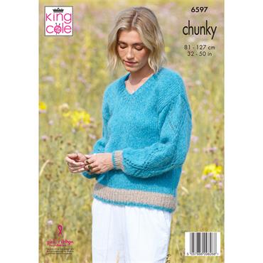 King Cole Pattern 6597 Cardigan & Sweater in Flair Solo
