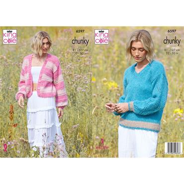 King Cole Pattern 6597 Cardigan & Sweater in Flair Solo