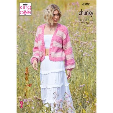 King Cole Pattern 6597 Cardigan & Sweater in Flair Solo