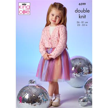 King Cole Pattern 6599 Girls Cardigans in Dazzle DK