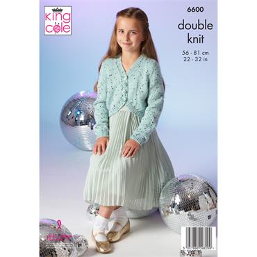 King Cole Pattern 6600 Girls Boleros in Dazzle DK