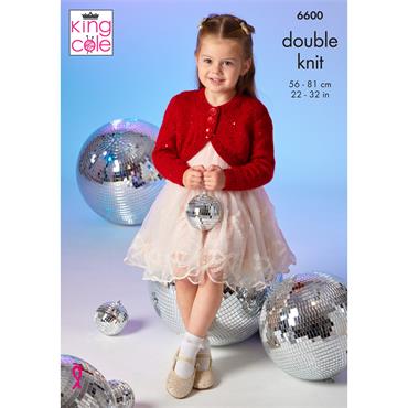 King Cole Pattern 6600 Girls Boleros in Dazzle DK