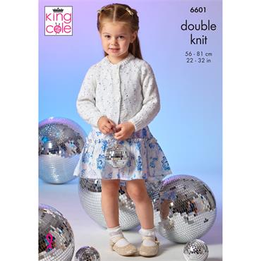 King Cole Pattern 6601 Girls Cardigan & Tank Top in Dazzle DK