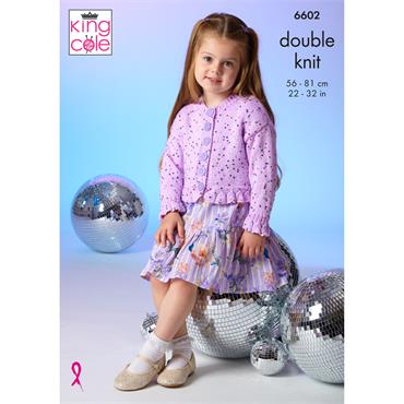 King Cole Pattern 6602 Girls Cardigan & Sweater in Dazzle DK