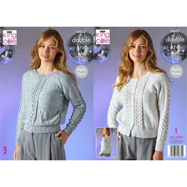King Cole Pattern 6603 Ladies Sweater & Cardigan in Dazzle DK