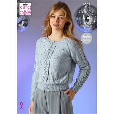 King Cole Pattern 6603 Ladies Sweater & Cardigan in Dazzle DK