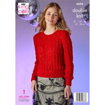 King Cole Pattern 6604 Ladies Cardigan & Sweater in Dazzle DK