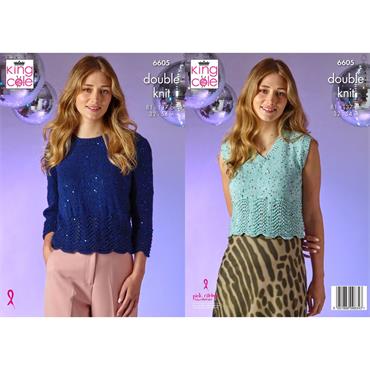 King Cole Pattern 6605 Ladies Sweater & Top in Dazzle DK