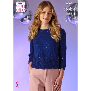 King Cole Pattern 6605 Ladies Sweater & Top in Dazzle DK