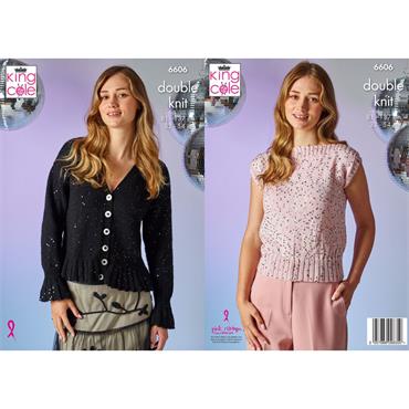 King Cole Pattern 6606 Ladies Cardigan & Top in Dazzle DK