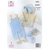 King Cole Pattern 6608 Dungarees, Jacket, Hat and Bootees in Aran