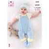 King Cole Pattern 6608 Dungarees, Jacket, Hat and Bootees in Aran