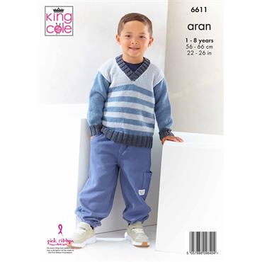 King Cole Pattern 6611 Kids Sweaters in Aran
