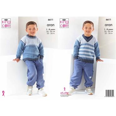 King Cole Pattern 6611 Kids Sweaters in Aran