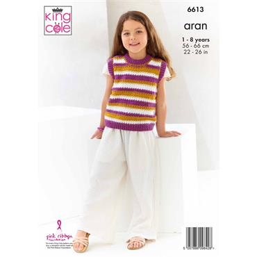 King Cole Pattern 6613 Kids Coat and Top in Aran