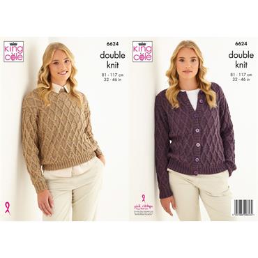 King Cole Pattern 6624 Sweater & Cardigan in Baby Alpaca DK