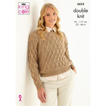 King Cole Pattern 6624 Sweater & Cardigan in Baby Alpaca DK