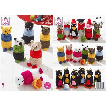 King Cole Pattern 9117 Crochet Indoor Skittles in Big Value Chunky