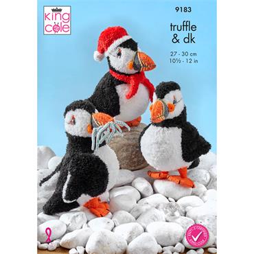 King Cole Pattern 9183 Puffin Toys in Truffle DK