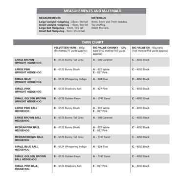 King Cole Pattern 9209 Hedgehogs in Velveteen