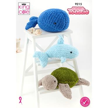King Cole Pattern 9215 Whale, Shark and Turtle Toys in Jumbo Toastie
