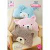 King Cole Pattern 9218 Animal Pillows Crocheted in Jumbo Toastie
