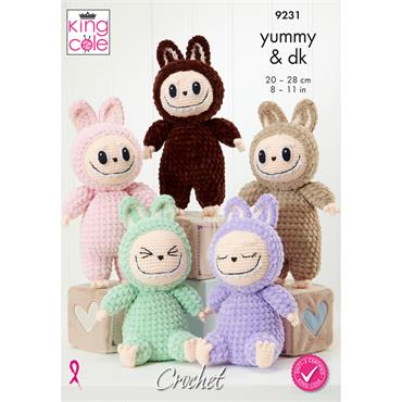 King Cole Pattern 9231 Crochet Monster in King Cole Yummy and Big Value DK