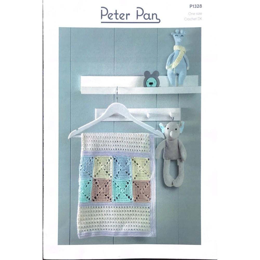 Peter Pan Pattern P1328 Crochet Blanket and Bear Blankets in Cotton DK