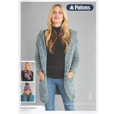 Patons Pattern 5359 Cardigan Hat & Gloves in Super Chunky