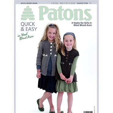 Patons Girls Jackets from Wool Blend Aran Booklet 3742