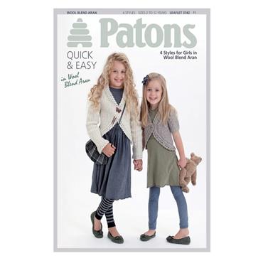 Patons Girls Jackets from Wool Blend Aran Booklet 3742