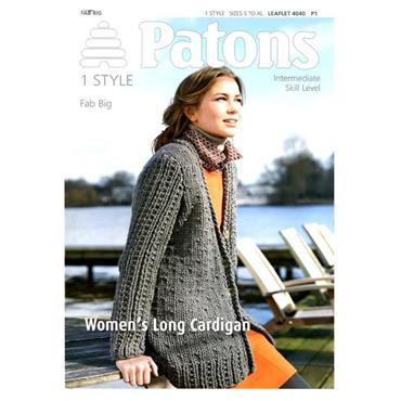 Patons Fab Big Womens Long Cardigan Booklet 4040